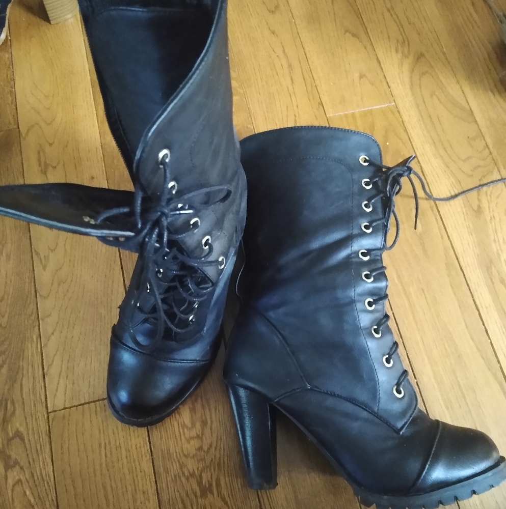 Heeled combat boots